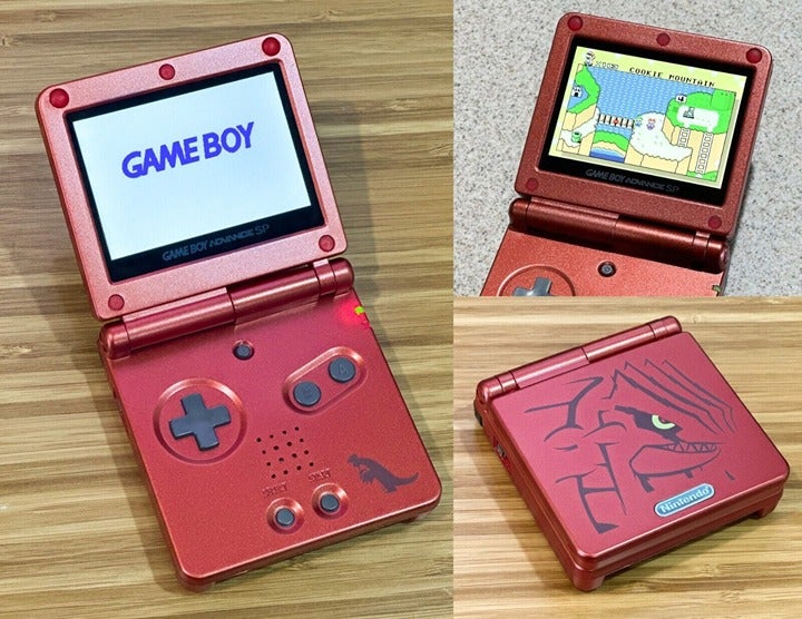 Nintendo Game Boy Advance GBA SP 101 IPS V2 LCD Backlight Bright Groudon Red