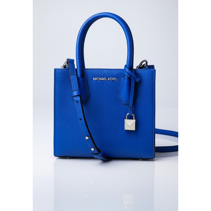 NWT Michael Kors Mercer Medium Messenger Crossbody Leath Bag in Electric Blue