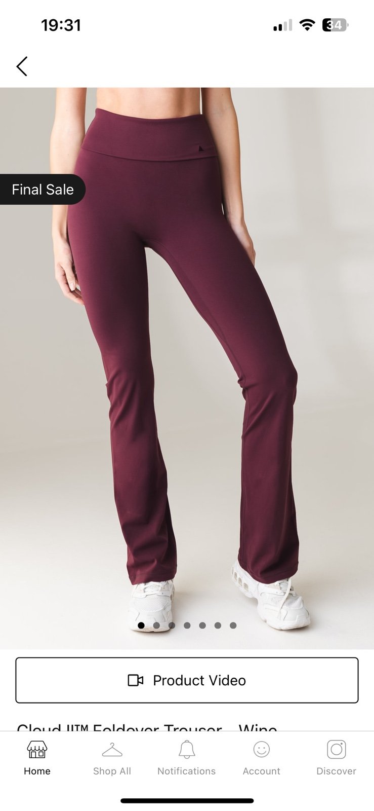 Vitality Cloud Foldover Trousers- wine