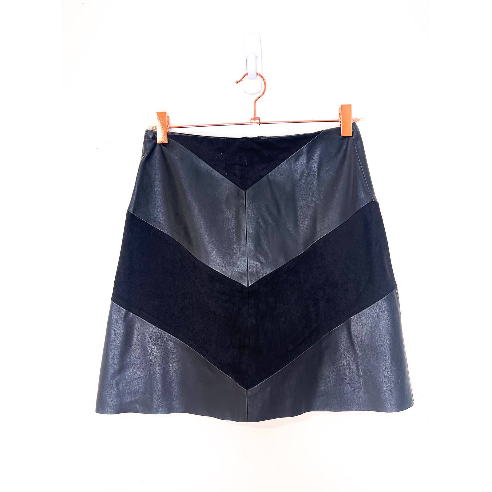 Zara Black Faux Leather Mini Moto Skirt Size XS