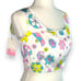 Oceanus Woman’s Sz Medium Crop Top White Floral
