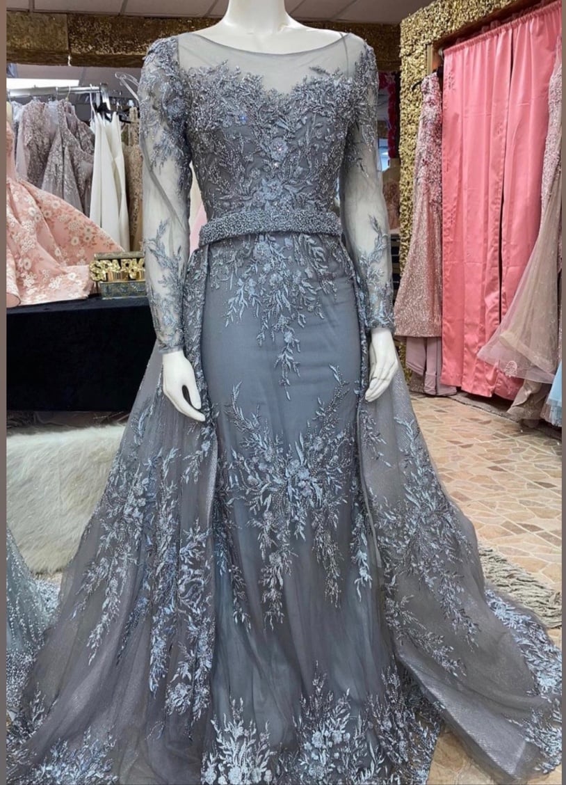 Silver Gray Ballgown Dress