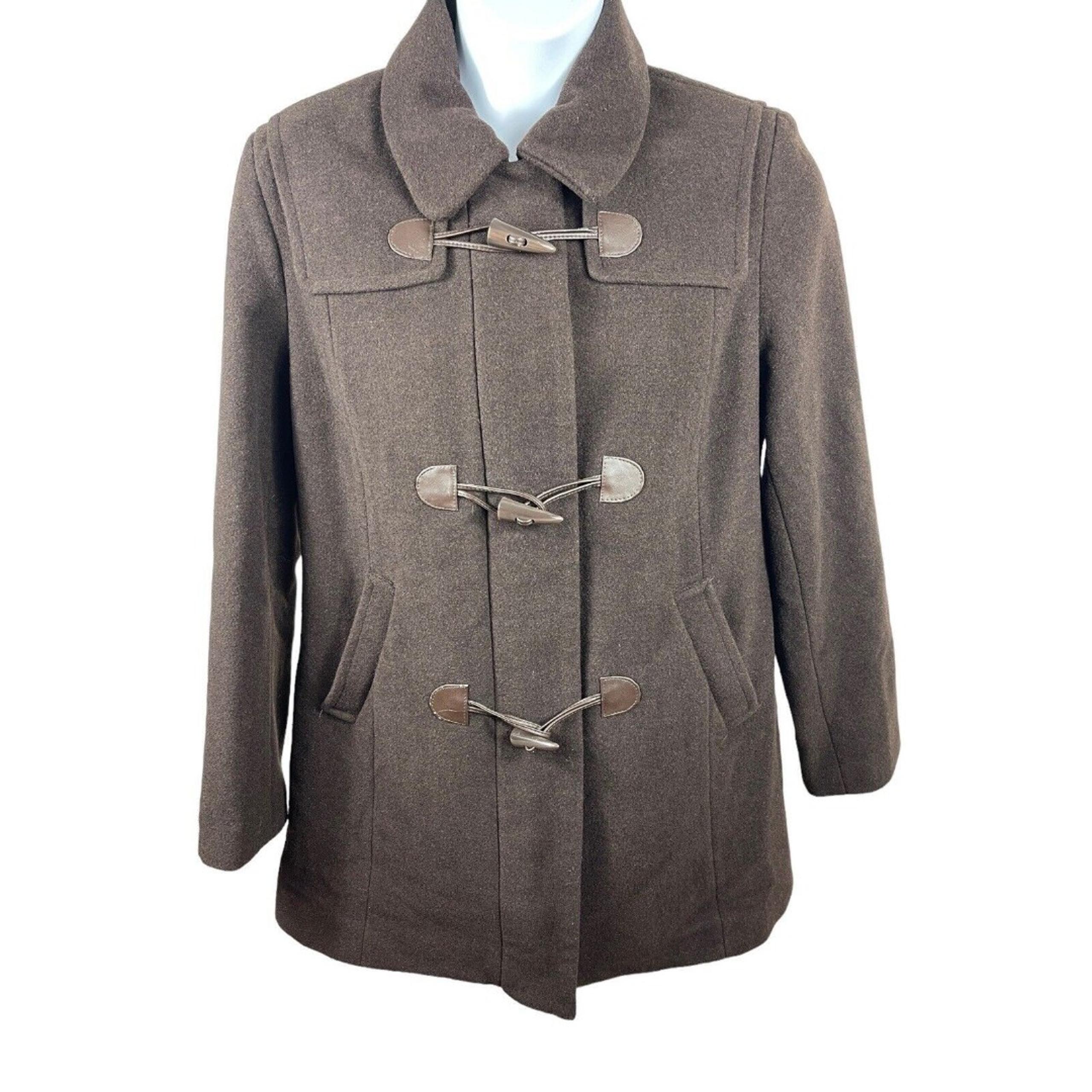 Covington Chocolate Brown Wool Toggle Closure Peacoat L (14-16)