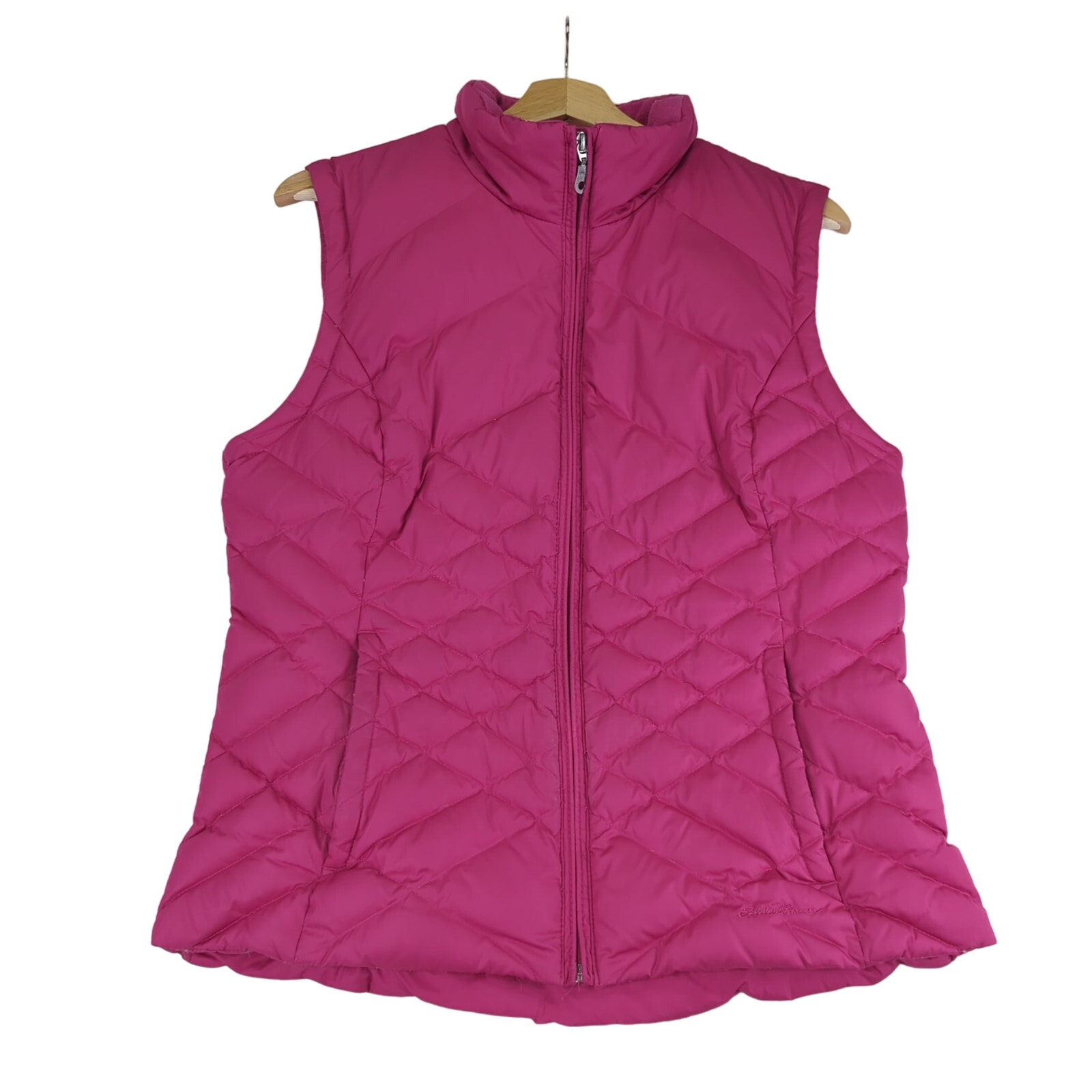 Eddie Bauer Goose Down Puffer Vest Bright Pink Women's Size Medium Polyester