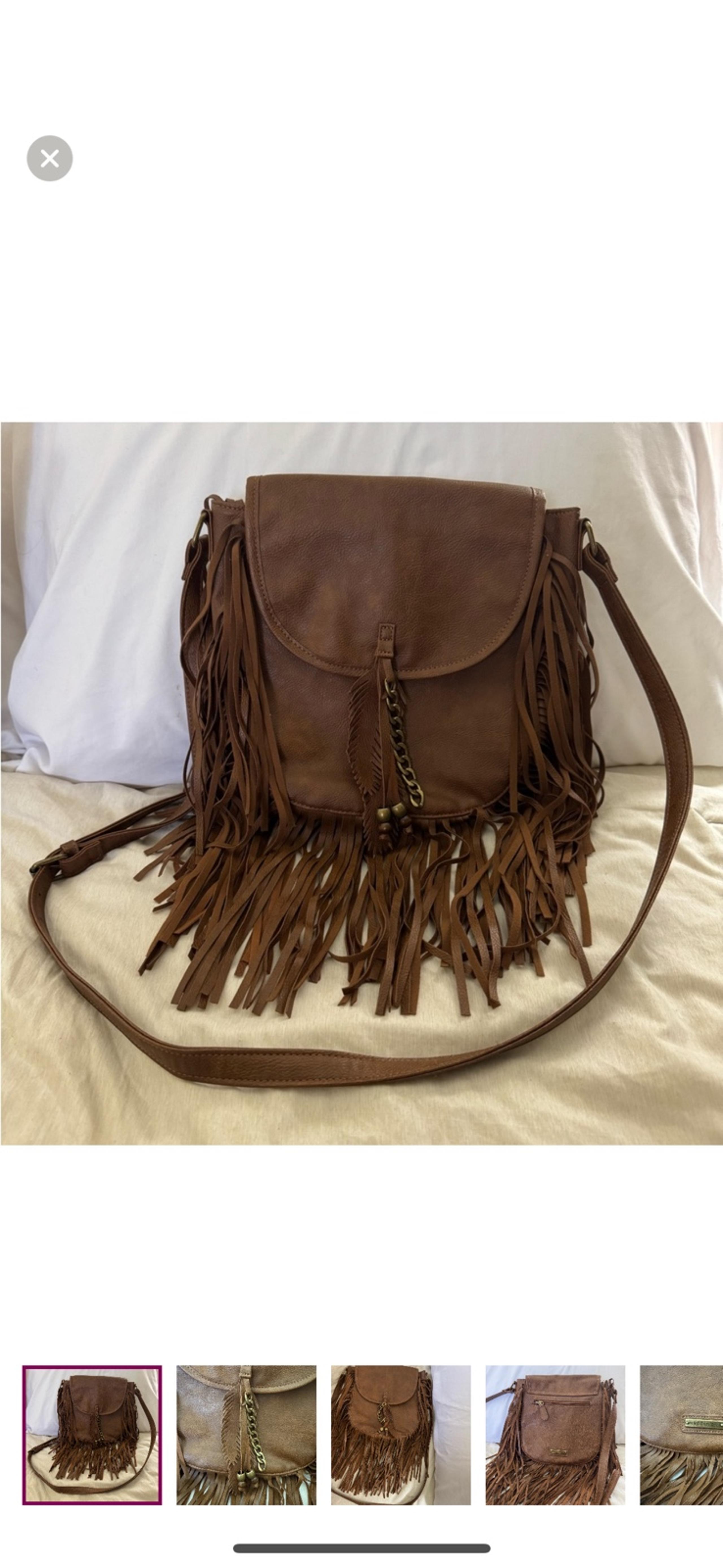 Madden Girl Brown Crossbody Bag with Fringe Bag