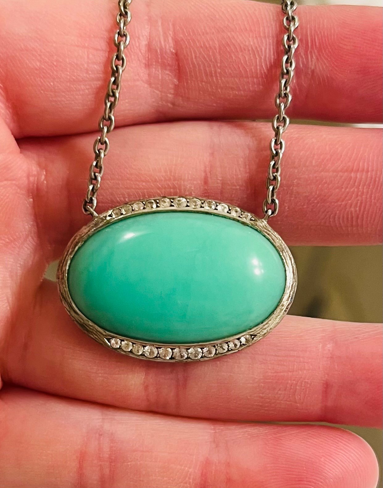 Elizabeth Showers white topaz jade Silver necklace