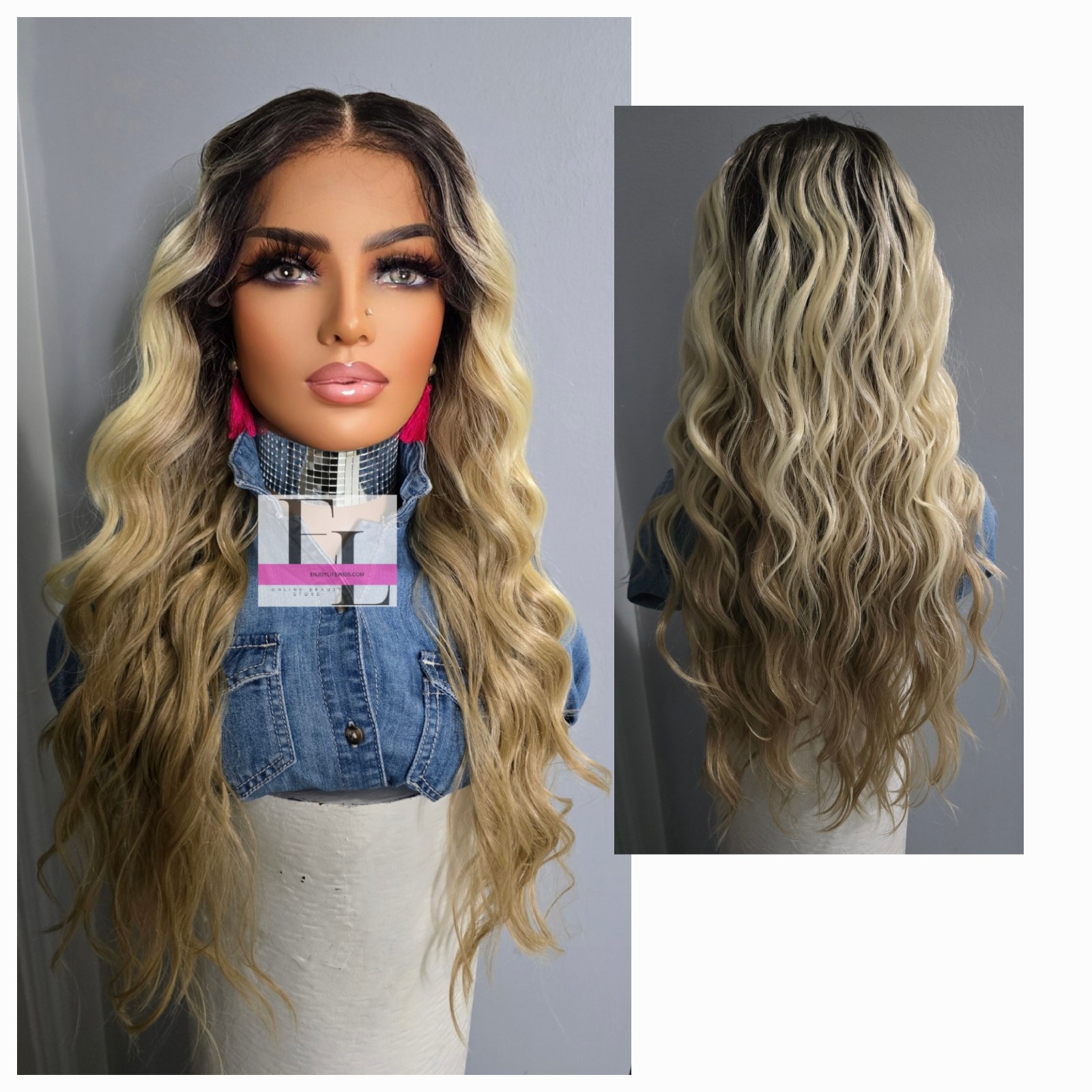 human hair Beach wave HD lace front wig