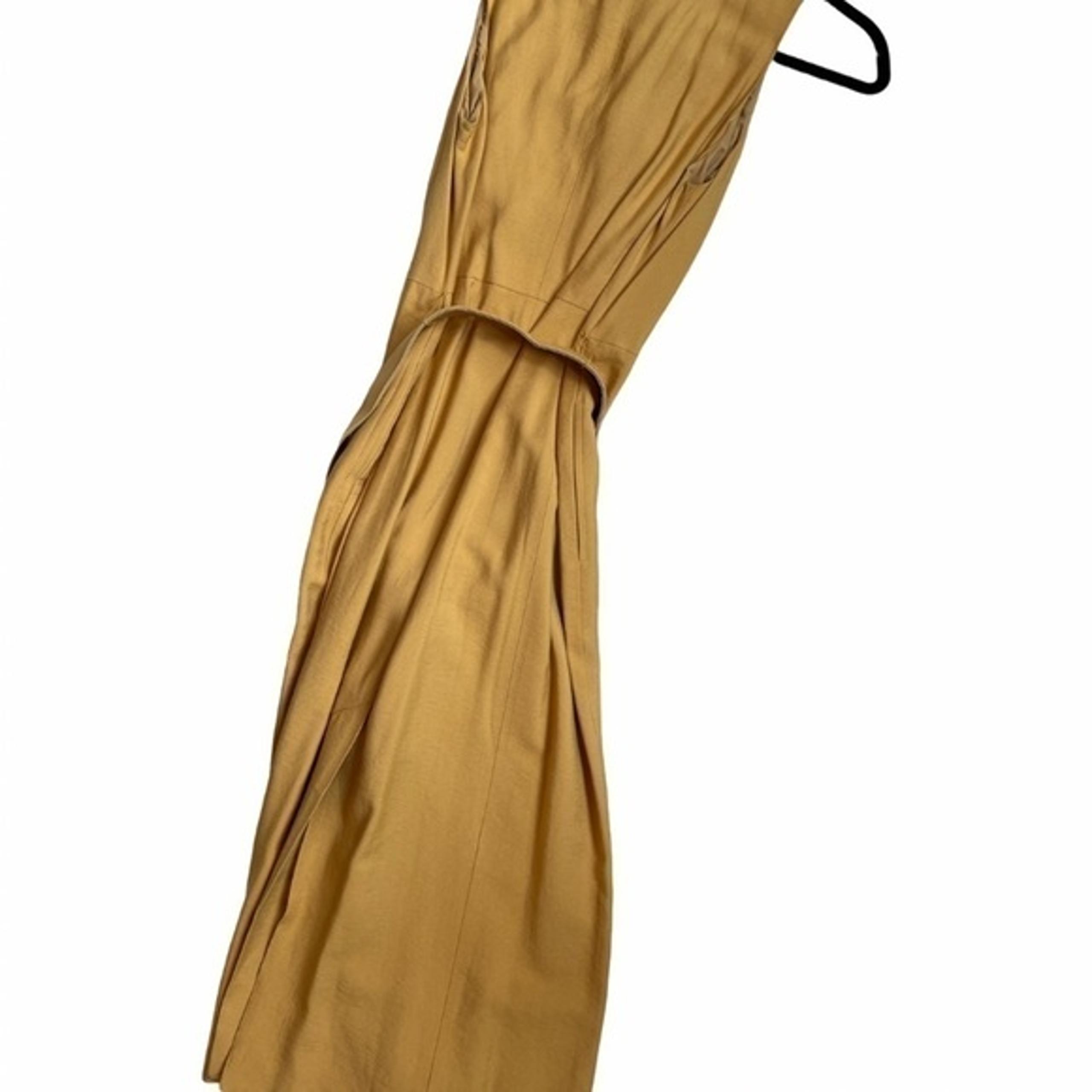Something Navy mustard button up midi belted dress size M