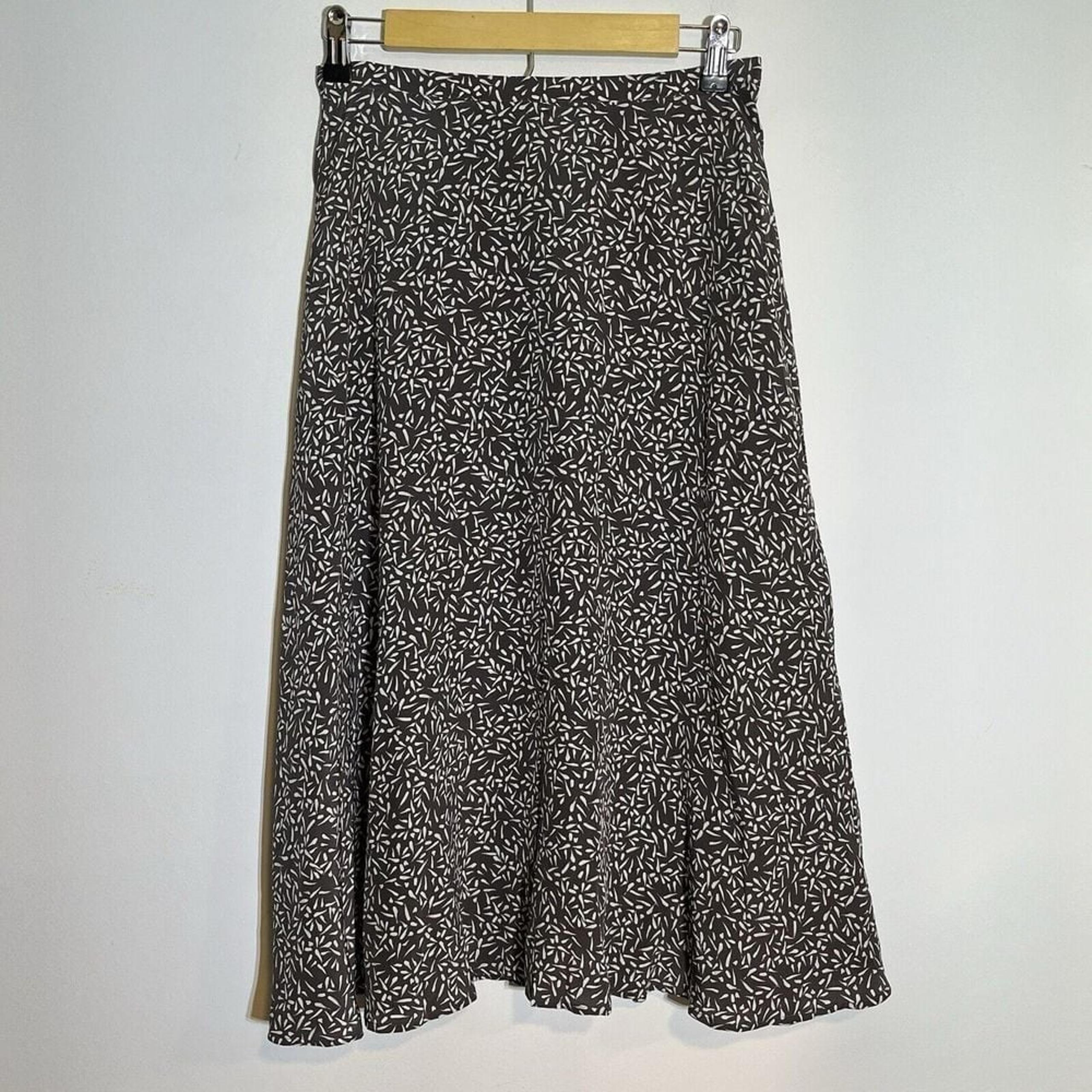GARNET HILL Skirt Womens 2 Gray Floral A Line 100% Silk Lined Midi Modest