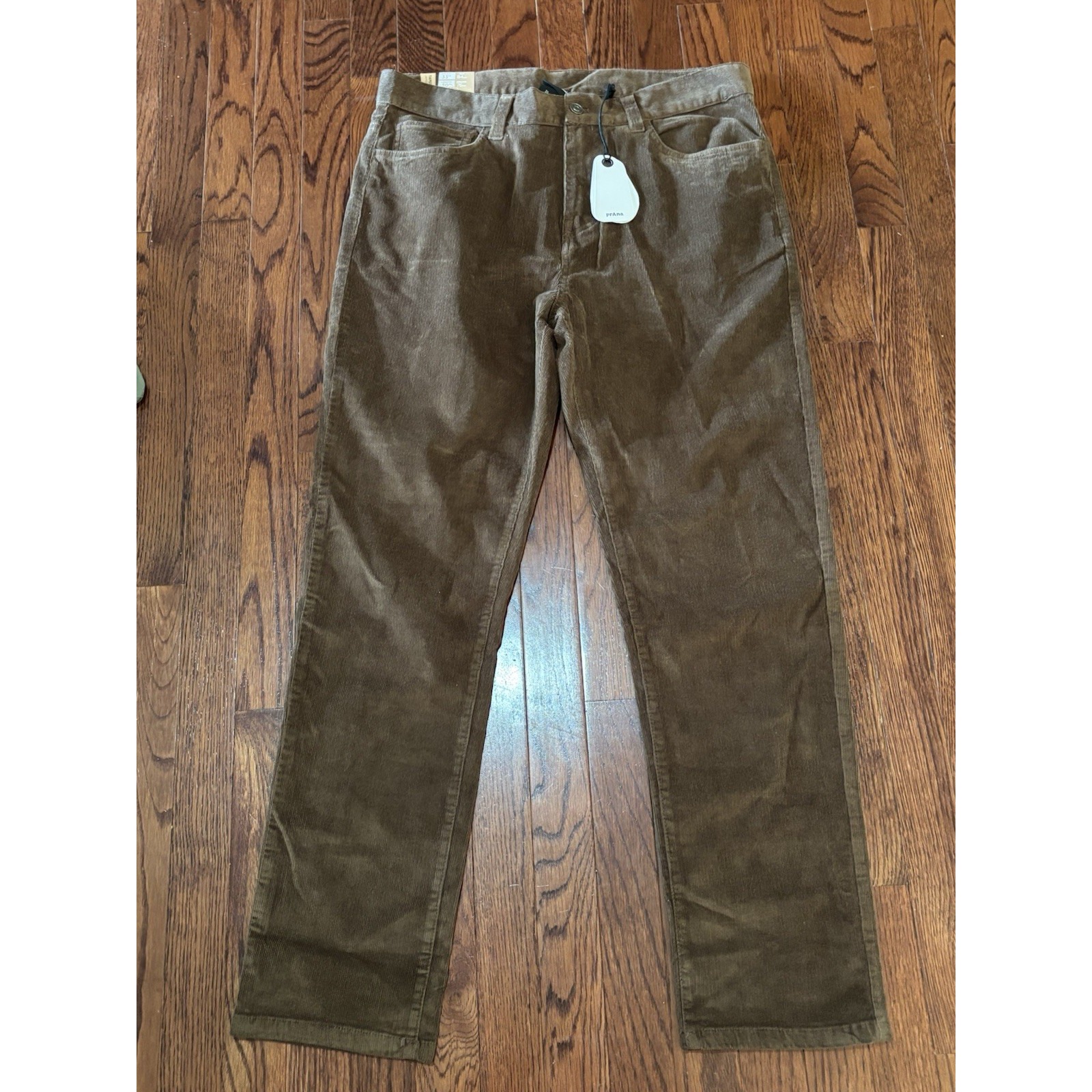 Prana Campfire Corduroy Pants Peat Brown Slim Fit Mens 33x30