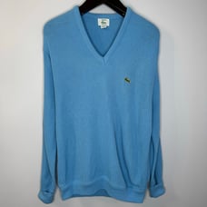Vintage IZOD X Lacoste Sweater V-Neck Long Sleeve Pullover Mens L Blue Casual