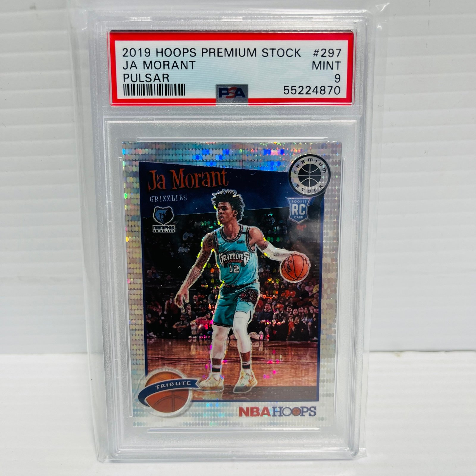 2019 NBA Hoops Premium Stock Ja Morant RC Rookie Pulsar Prizm PSA 9 MINT