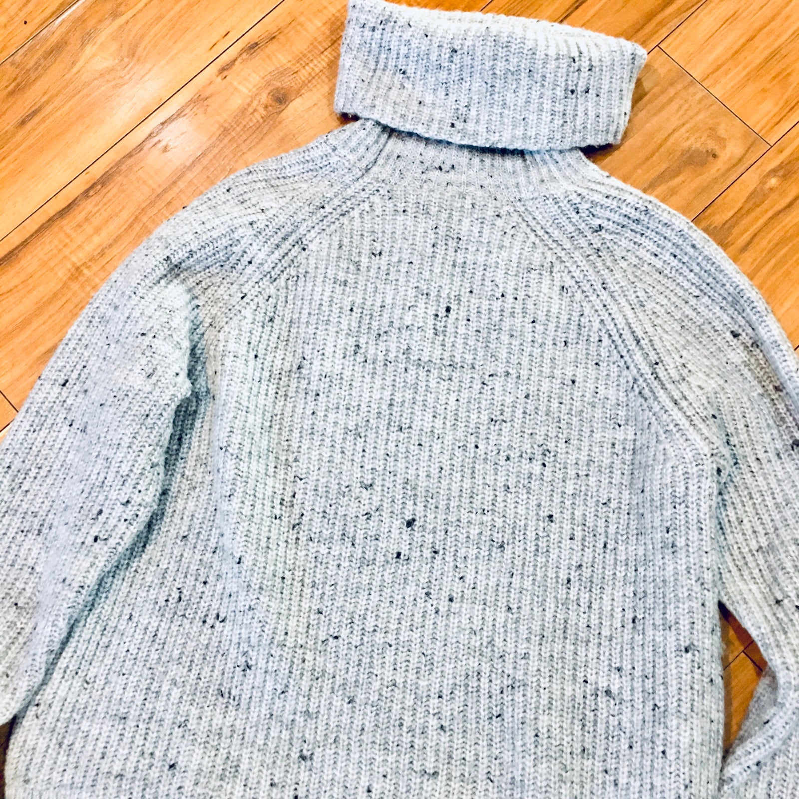 Madewell cable knit sweater ribbed knit wool grey gray winter turtleneck medium