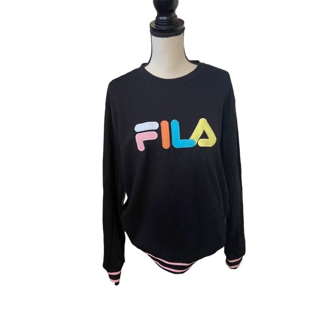 NWT Fila French terry crewneck patch logo spell out sweatshirt size XXL.