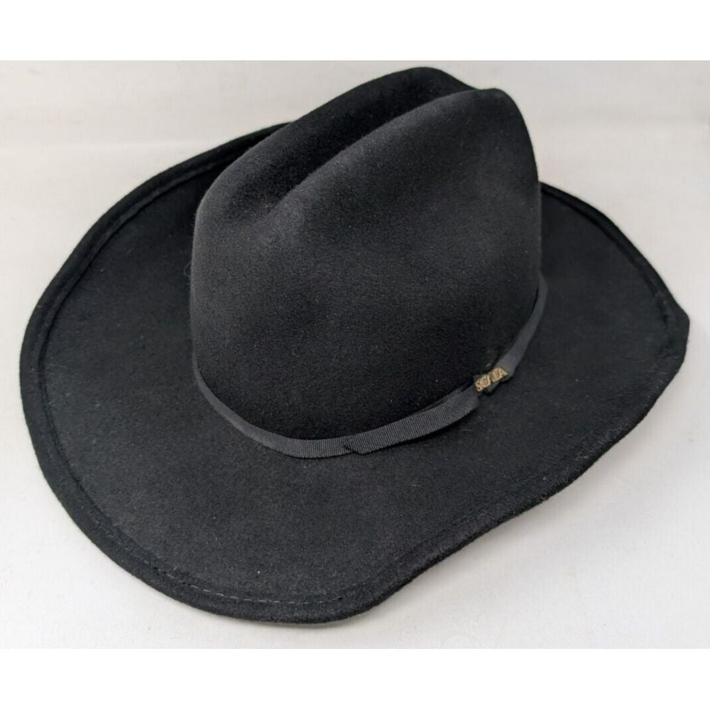 Scala Black Wool Felt Shapeable Cattleman Cowboy Hat Men's Size Medium