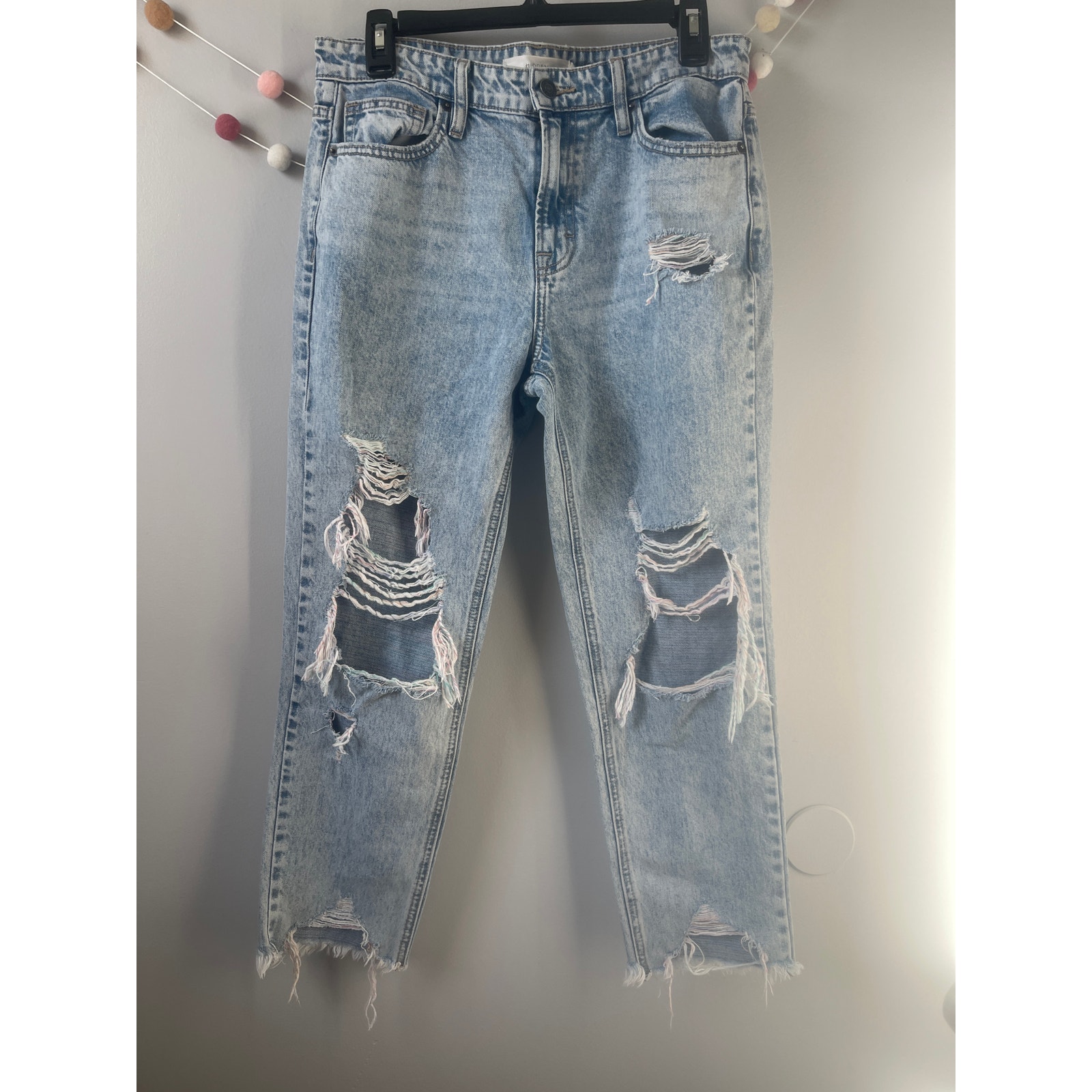 Hidden Rainbow Ripped High Rise Slim Boyfriend Denim Jeans