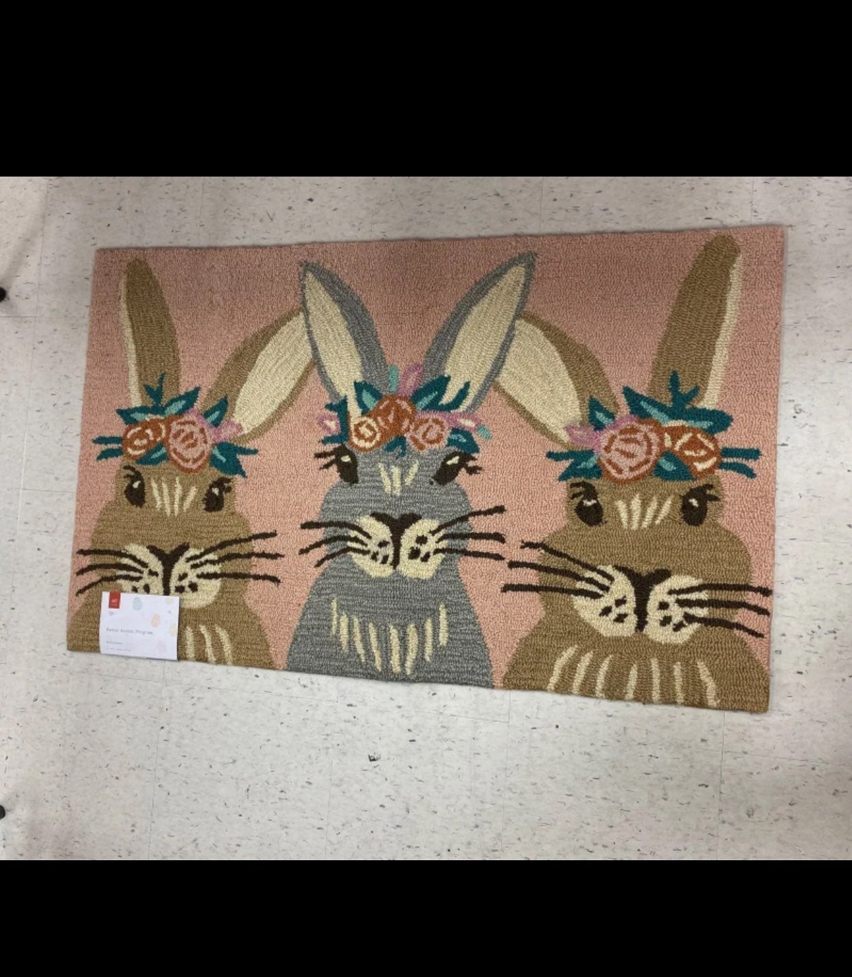 Spring Bunnies floral Accent rug 27x45 Large size