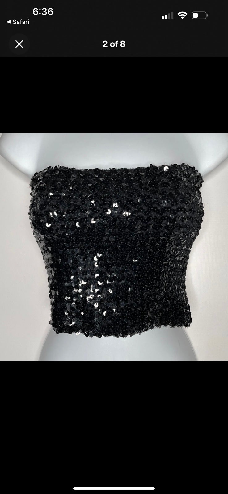 True Vintage 70s Disco Toppettes Black Sequin Tube Top (Size MEDIUM)
