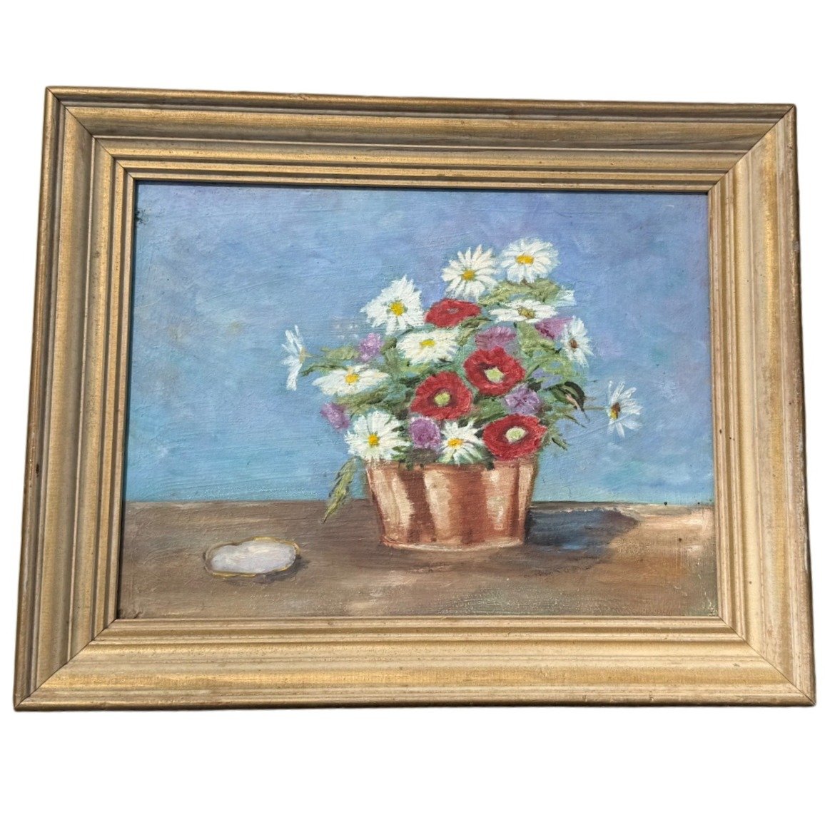 Floral Still Life Acrylic Painting Framed Wall Art Flower Bouquet Decor 20 x16