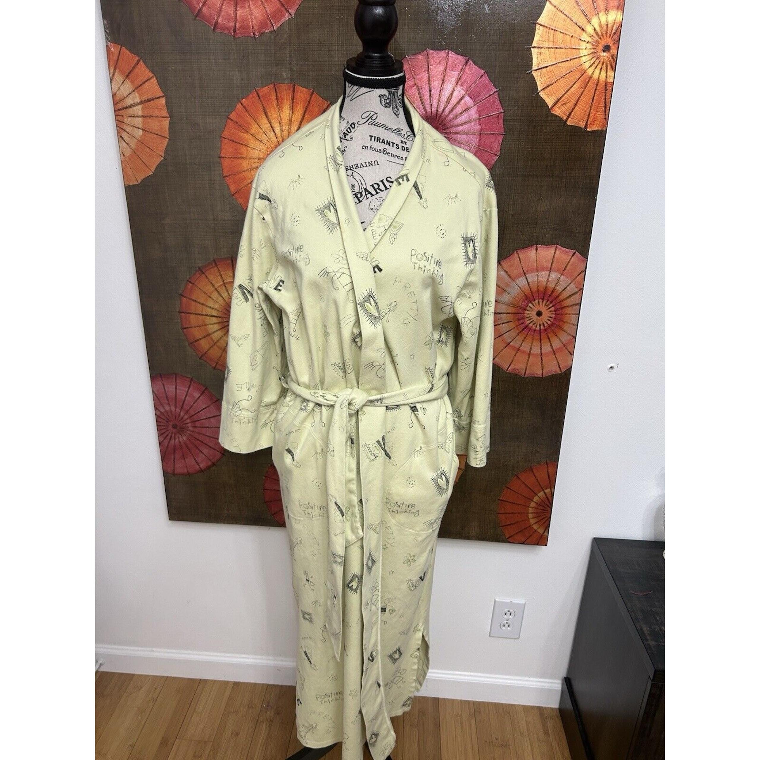 Soma -Wear Moonstruck 100% Cotton Robe Spa Loungewear Luxe Positive Vibes Sz S