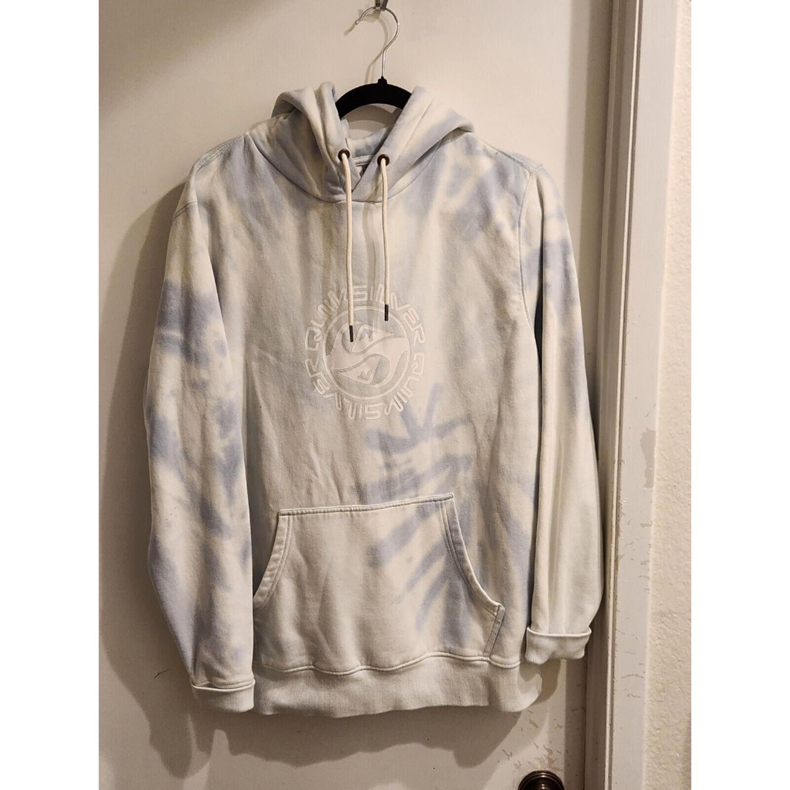 Quicksilver Men's Medium Blue Salty Tie-Dyed Pullover Hooded Sweatshirt Beach