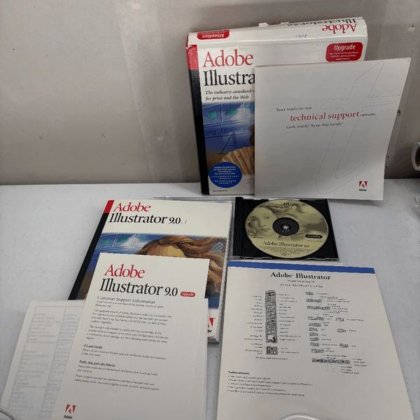 Adobe Illustrator 9.0 Upgrade Big Box Macintosh Mac User Guide + Serial Number