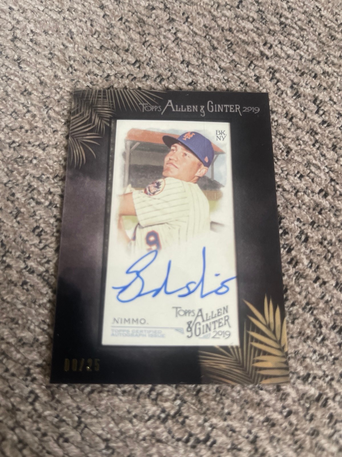 2019 ToppsAllen & Ginter Brandon Nimmo Black Framed Mini Auto Autograph METS /25