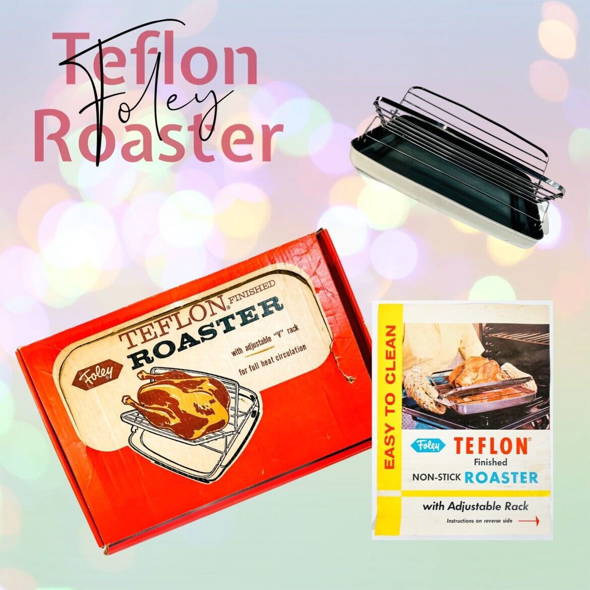 Vintage 1950s Foley Mfg Co USA Teflon® Finished Non-Stick Roaster #225 In Box