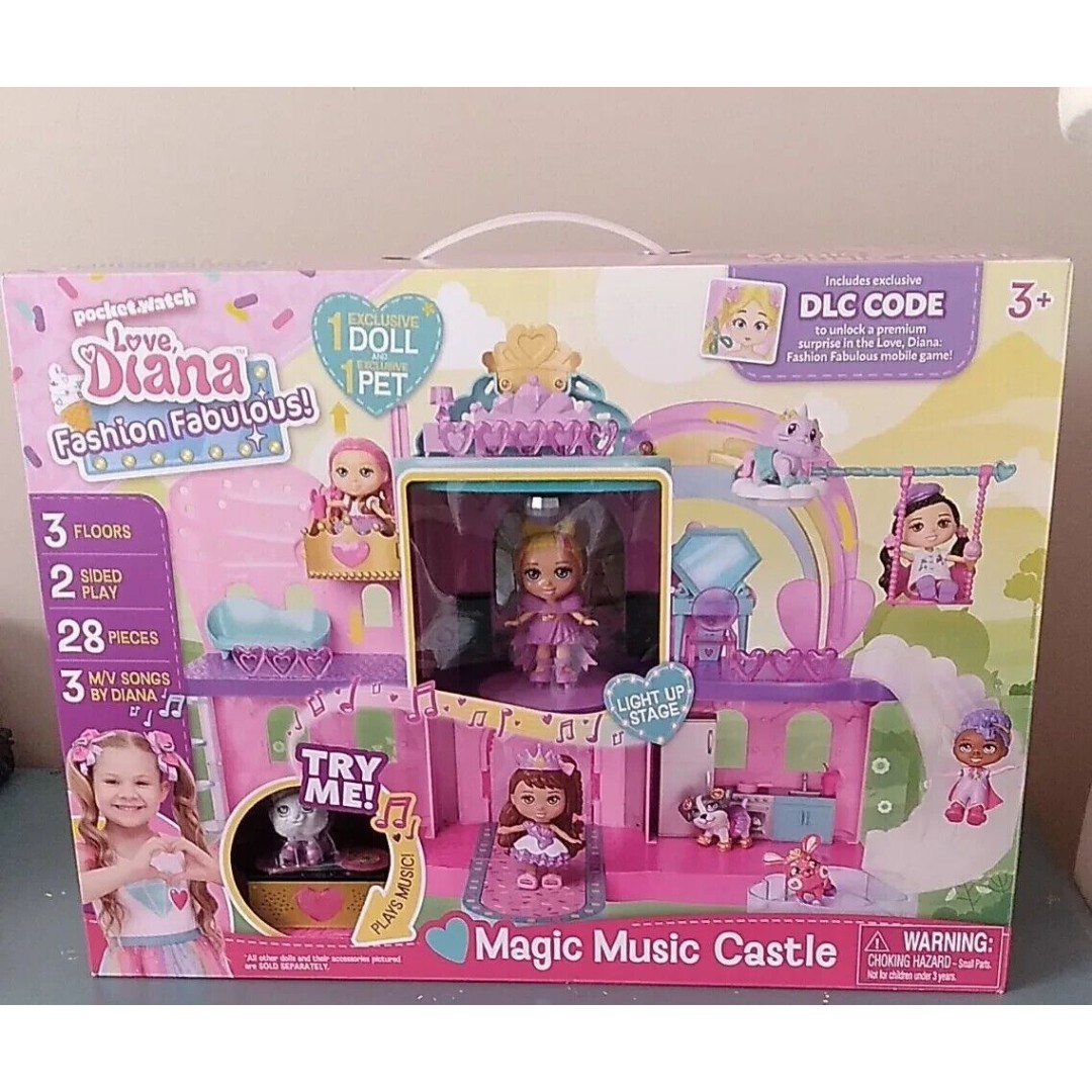 LOVE DIANA FASHION FABULOUS MAGIC MUSIC CASTLE SONGS/LIGHTS PLAYSET DLC CODE NIB