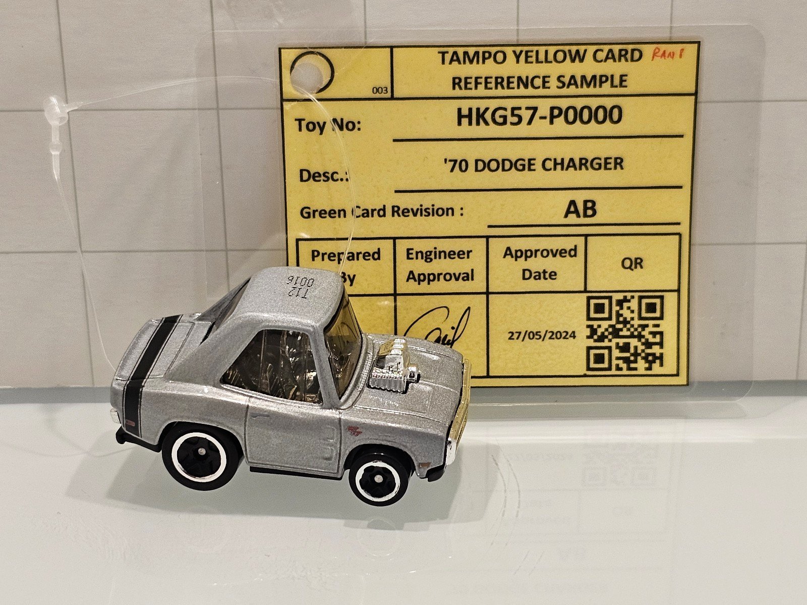 HOT WHEELS FAST AND FURIOUS GREY 70 DODGE CHARGER - UNSPUN FEP YELLOW CARD