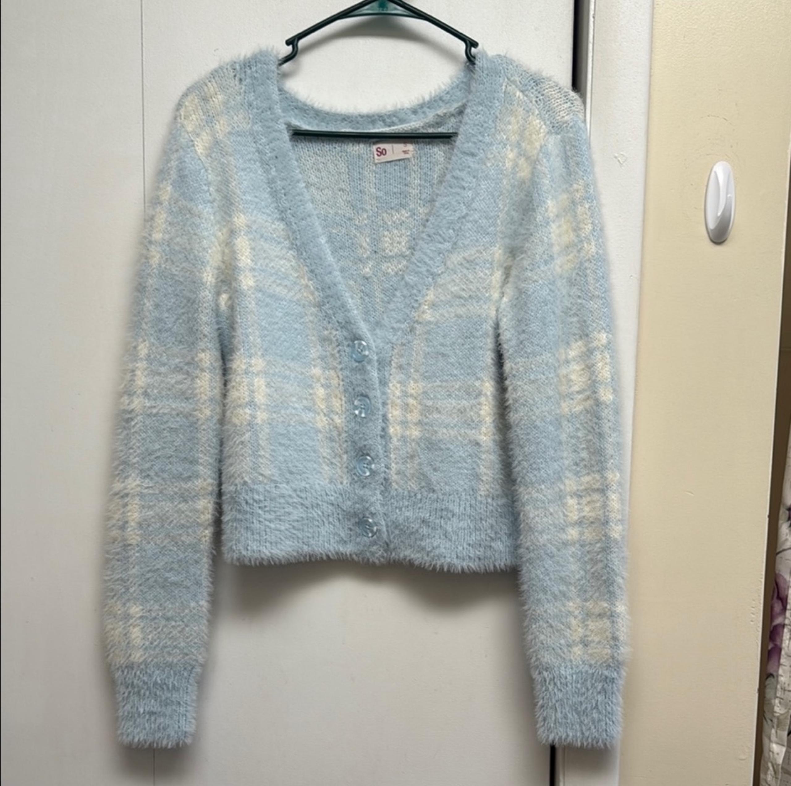 SO Blue and Cream Cardigan Sweater