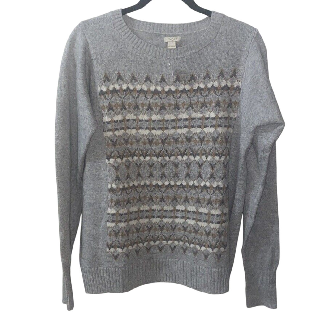 J. Crew Size Medium Crew Neck Cable Knit Sweater Merino Wool Blend relaxed Fit