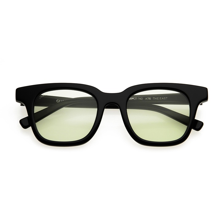 GLVSS Brand The East Wayfarer Sunglasses Black Acetate Frame Green Tint Lens