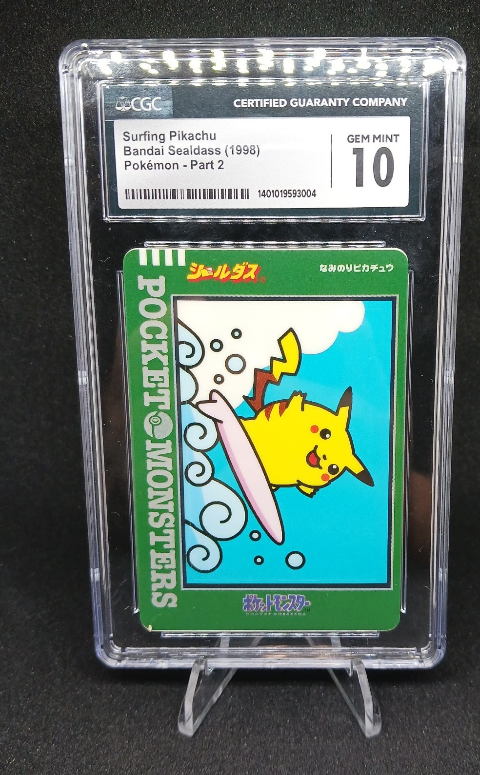 CGC 10 Surfing Pikachu Bandai Sealdass (1998)