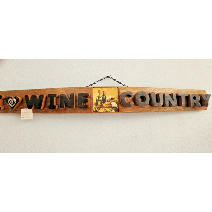 Wood Sign Wine Stave says I Love Wine Country\