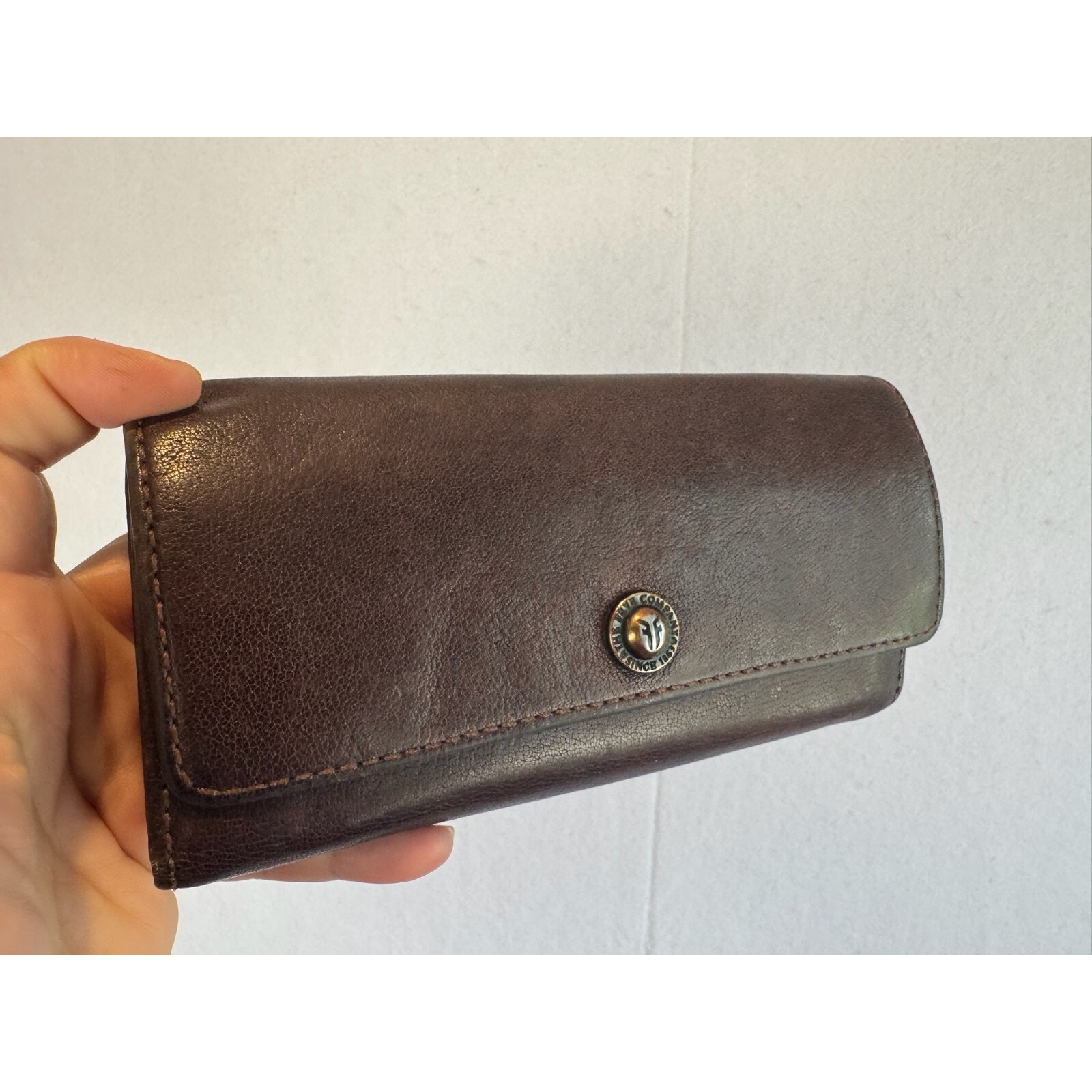 Frye Trifold Leather Wallet Snap - Brown
