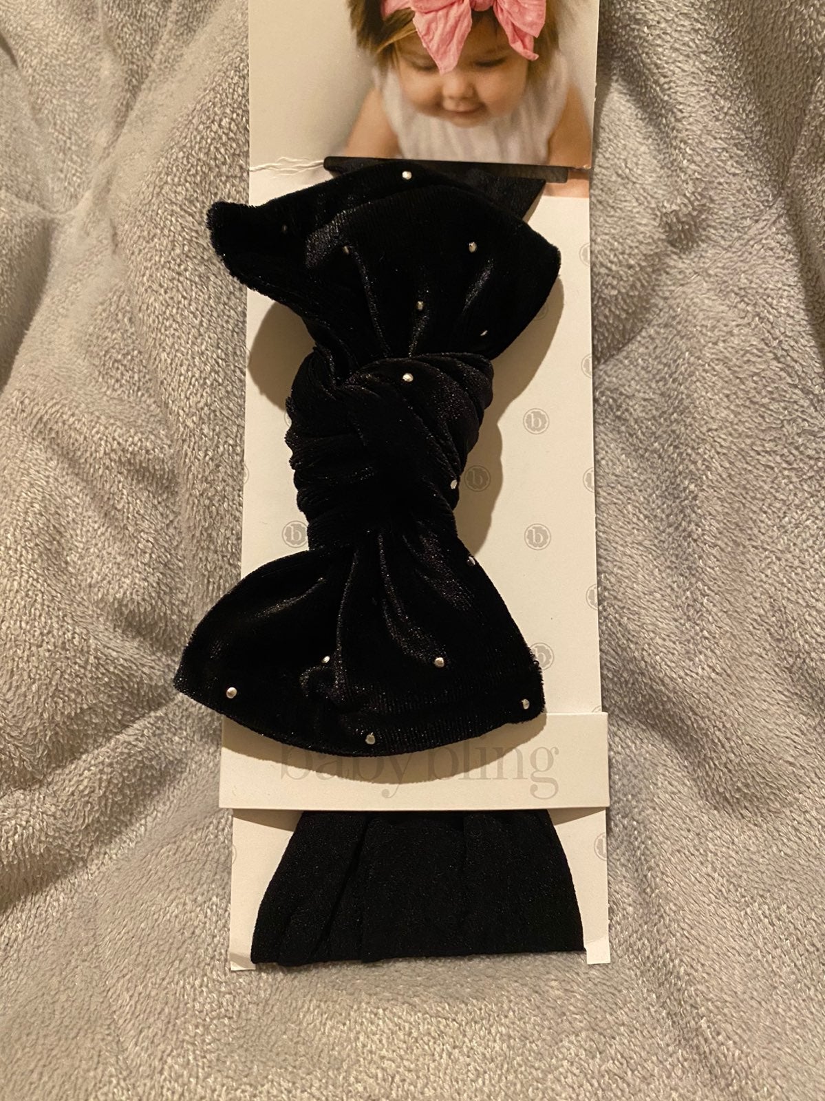 Baby bling bows, black Studded limited