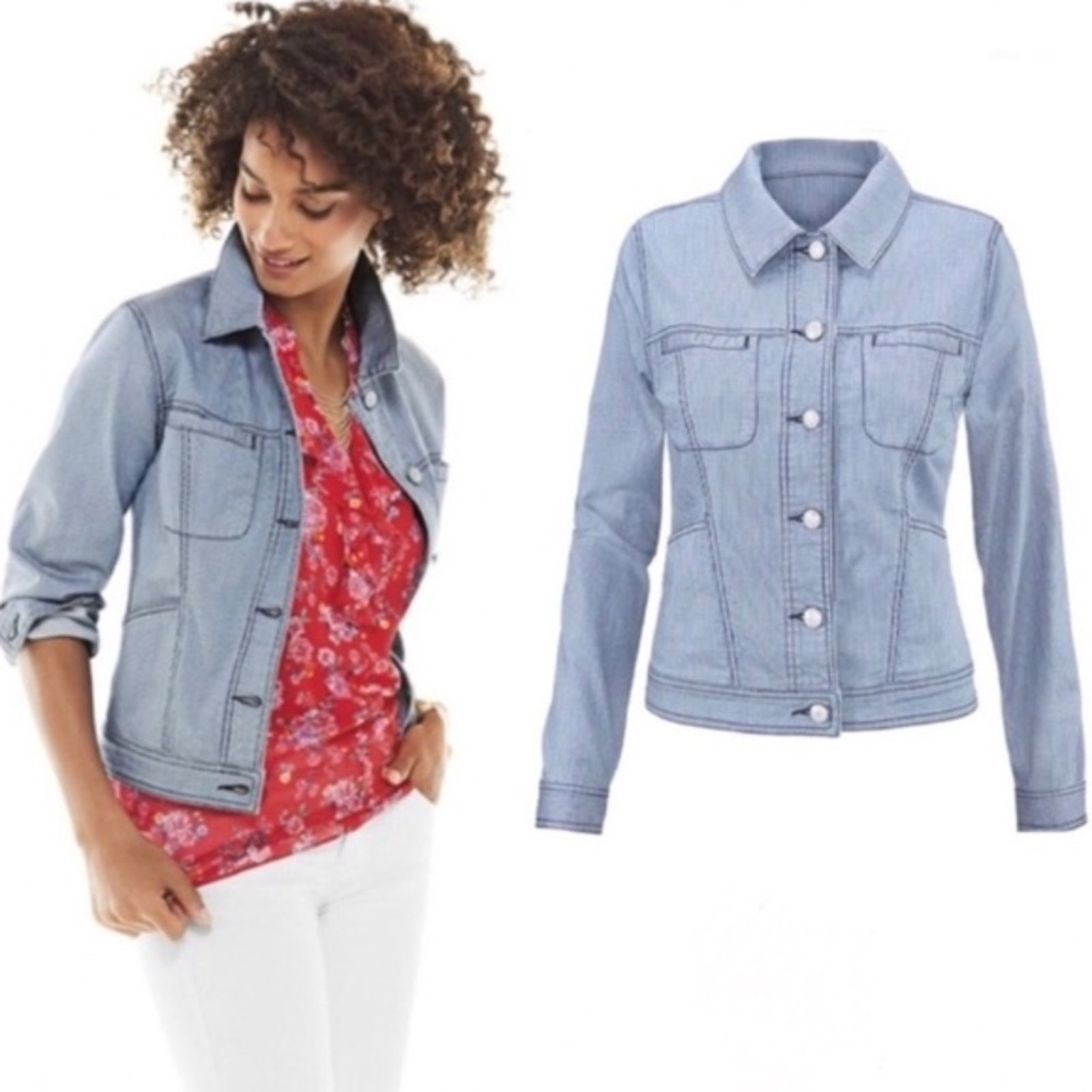 CAbi Locomotive Striped Jean Jacket XS