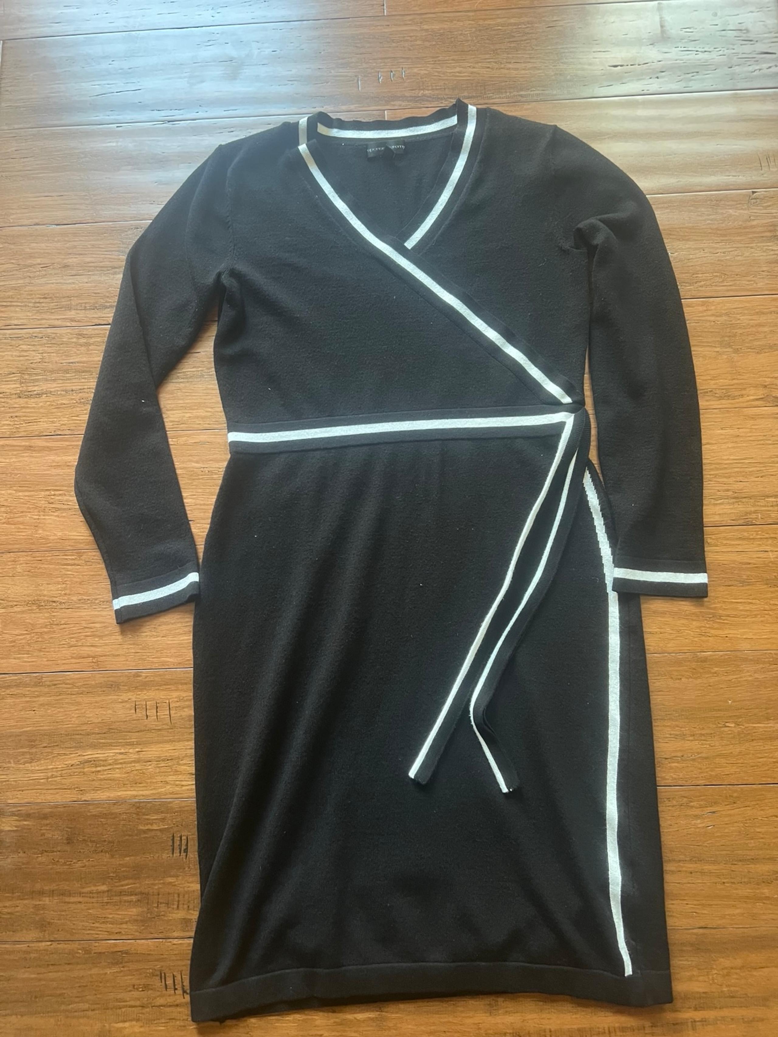 Black Sweater Wrap Dress Size Medium