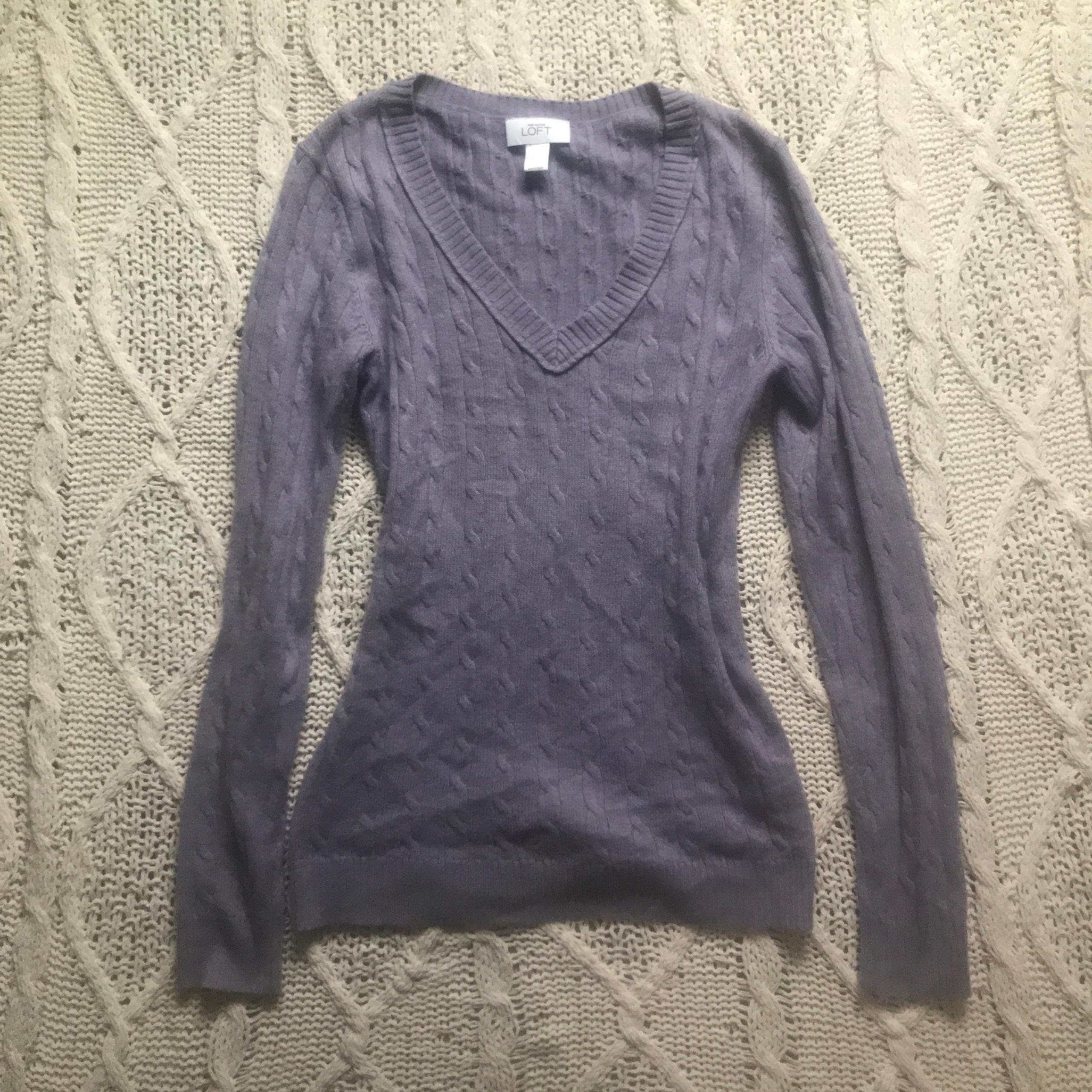 lilac Loft Lavender Cable Knit V Neck Sweater