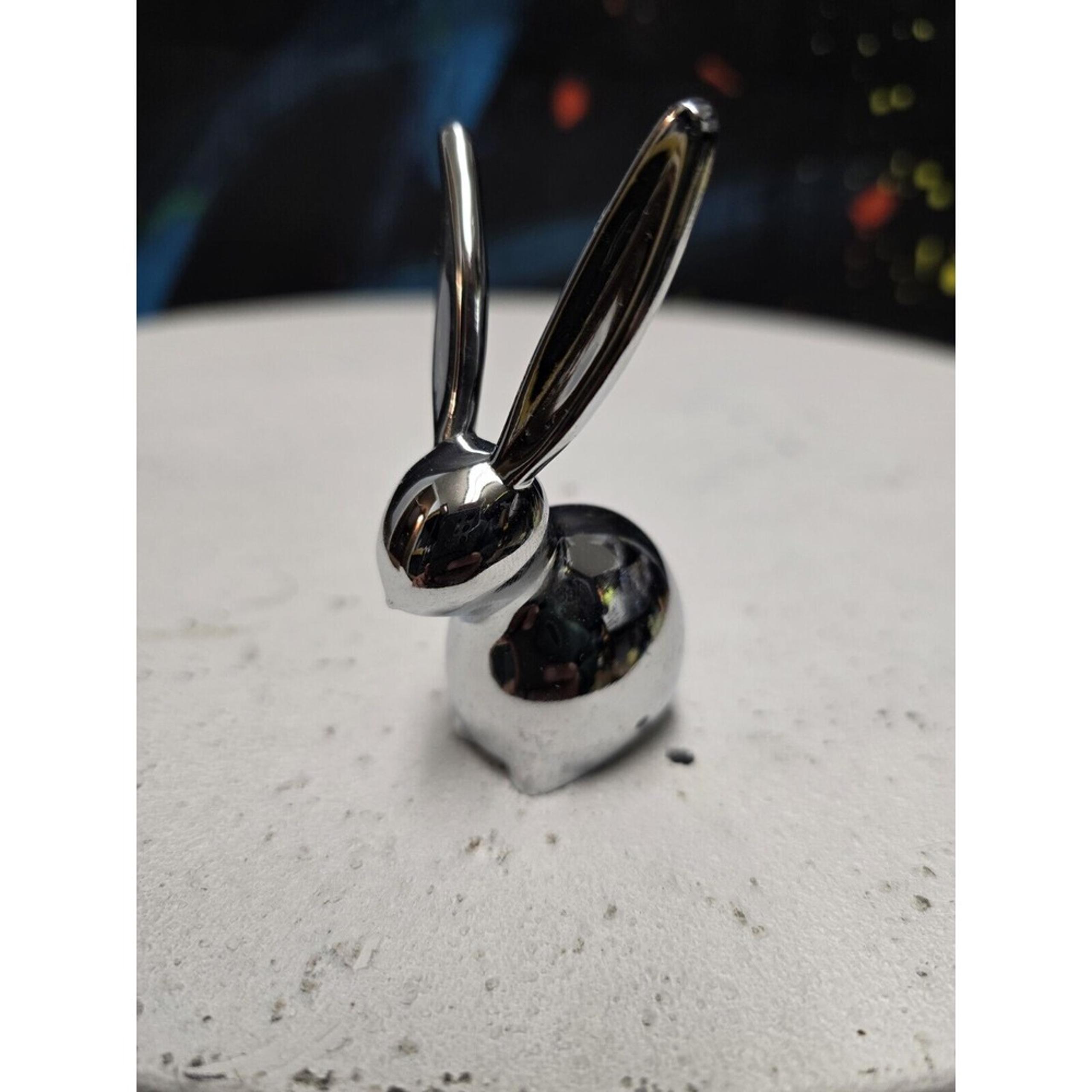 Umbra Silver Chrome Metal Mini Rabbit Figure - Ring Holder Bunny Ears VGC