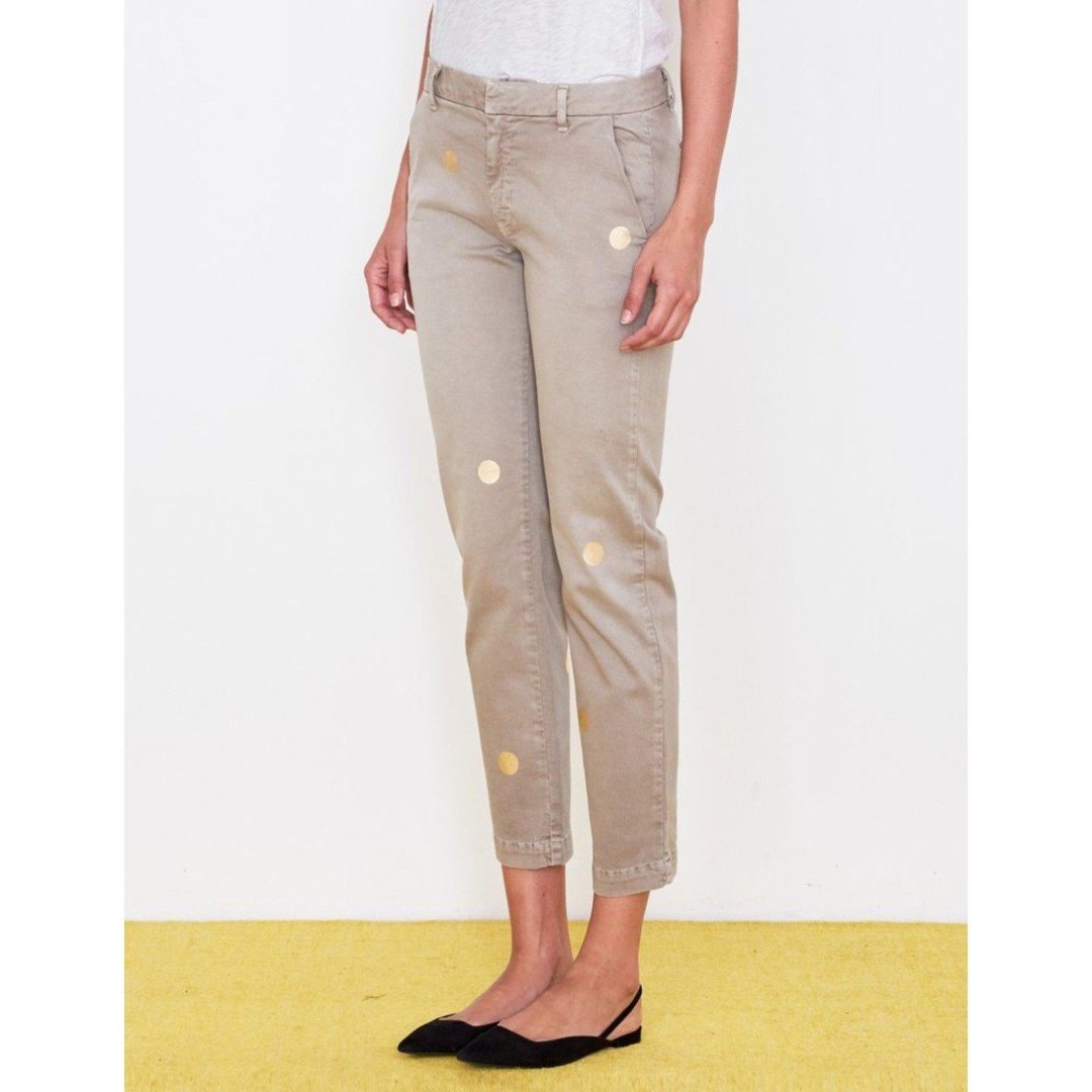 NWT Sundry Gold Polka Dots Le Soleil Chino Pant, Sulfer Chai, Sz 31