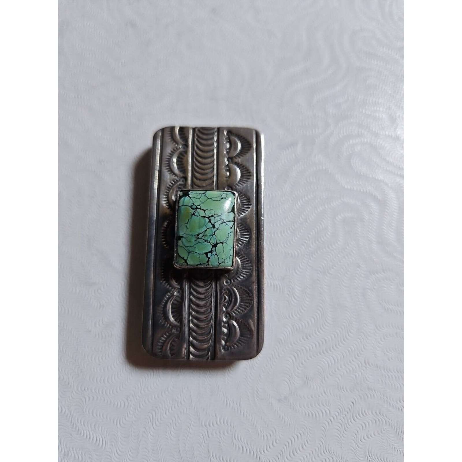 VTG TED SECATERO LANER STERLING TURQUOISE MONEY CLIP RARE HTF