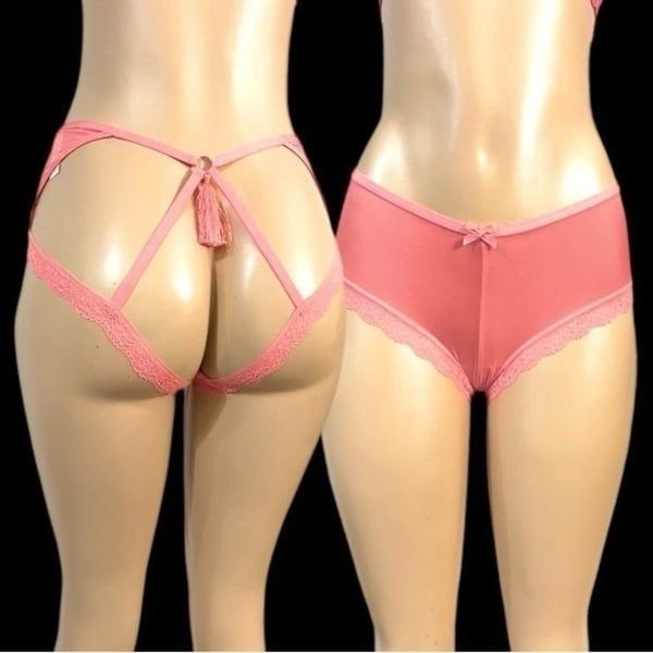 Victorias Secret Very Sexy Smooth Satiny Strappy cheeky panty Ripe Papaya XL