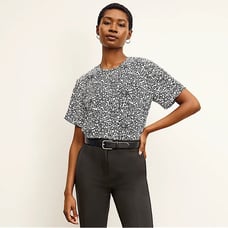 M.M. Lafleur The Annika 2.0 Top Tee Washable Silk Scribble Print Black White S