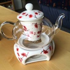 New Petite Cherry Blossom Teapot & Flowering Tea Gift Set - Glass Teapot.