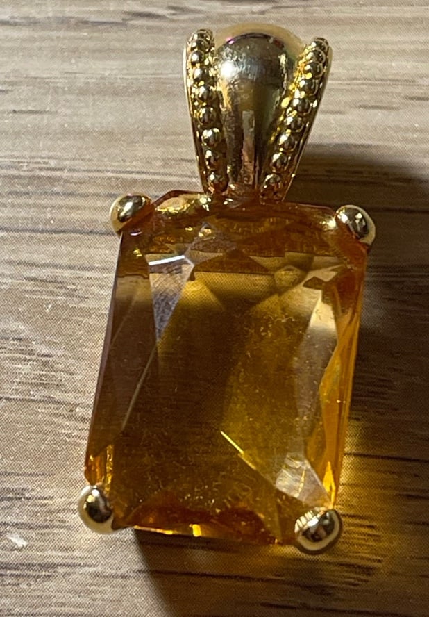 JOAN RIVERS CITRINE EMERALD PENDANT