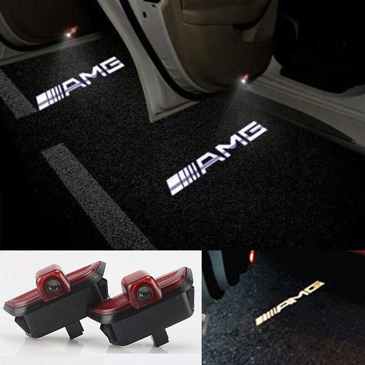 2x Mercedes-Benz LED Car Door Shadow Projector Lights For C Class W204 C63AMG