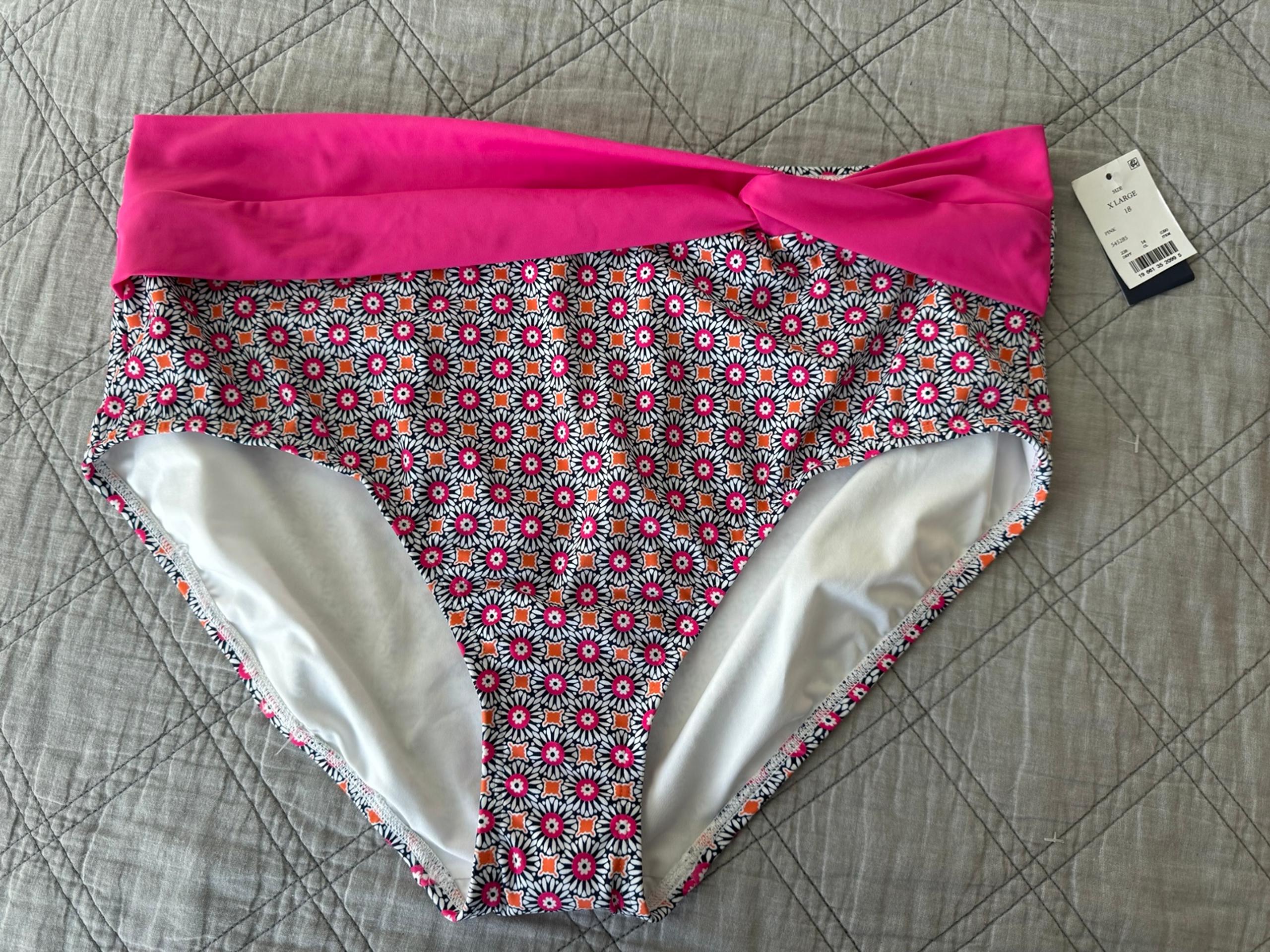NEW Lands' End Hot Pink & Navy Ladies Swim Bottoms-size XL (18)