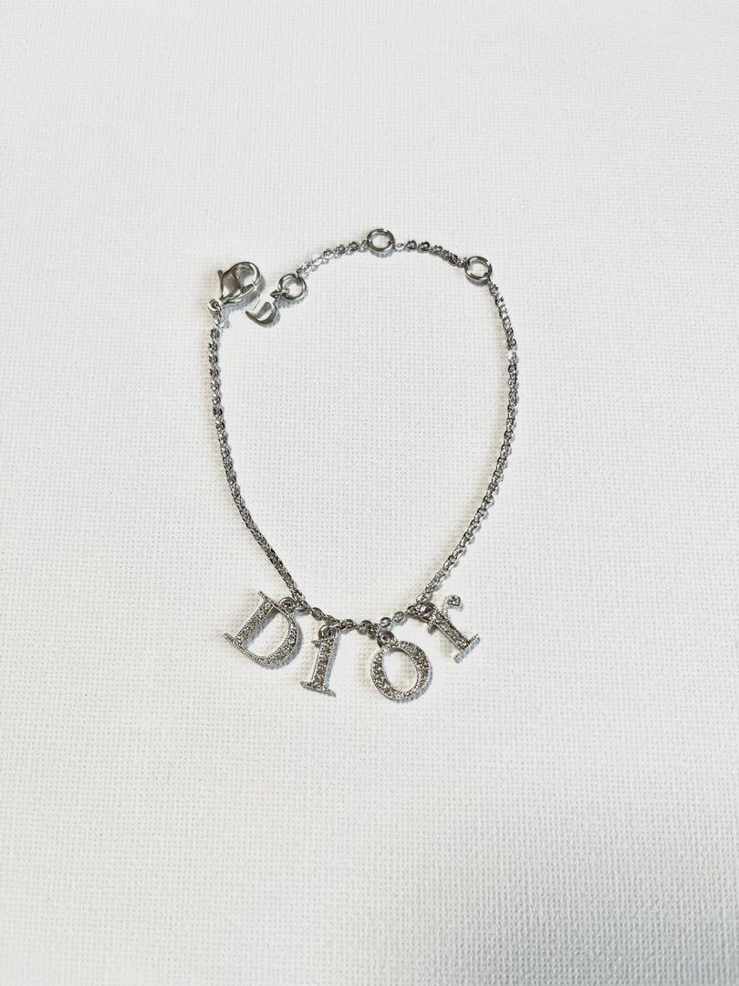 Dior Silver Logo Bracelet with Rhinestones